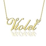 AOLO Violet Heart Name Necklace 18k Gold Plated