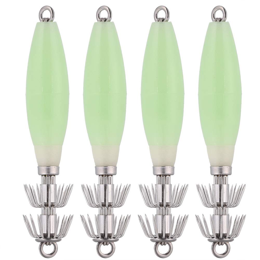Starbun Squid Lures - 4pcs Glow Squid Cuttlefish Hooks For Dark Fishing Lure Hook Fishhooks Fishing Accessories
