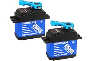 WOAEIUOS 2PCS 25KG RC Digital Servo, High Torque Waterproof Metal Gear Servo with 25T Servo Horn 1/10 1/12 RC Car RC Crawler Robot Boat…