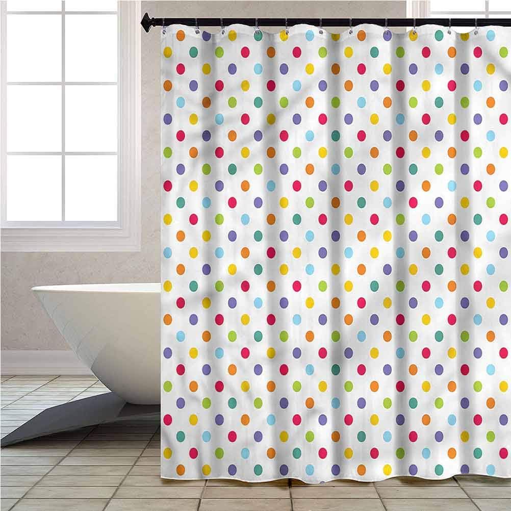 Fabric Shower Curtain Abstract Colorful Polka Dots Waterproof Fabric Shower Curtain 72" x 72