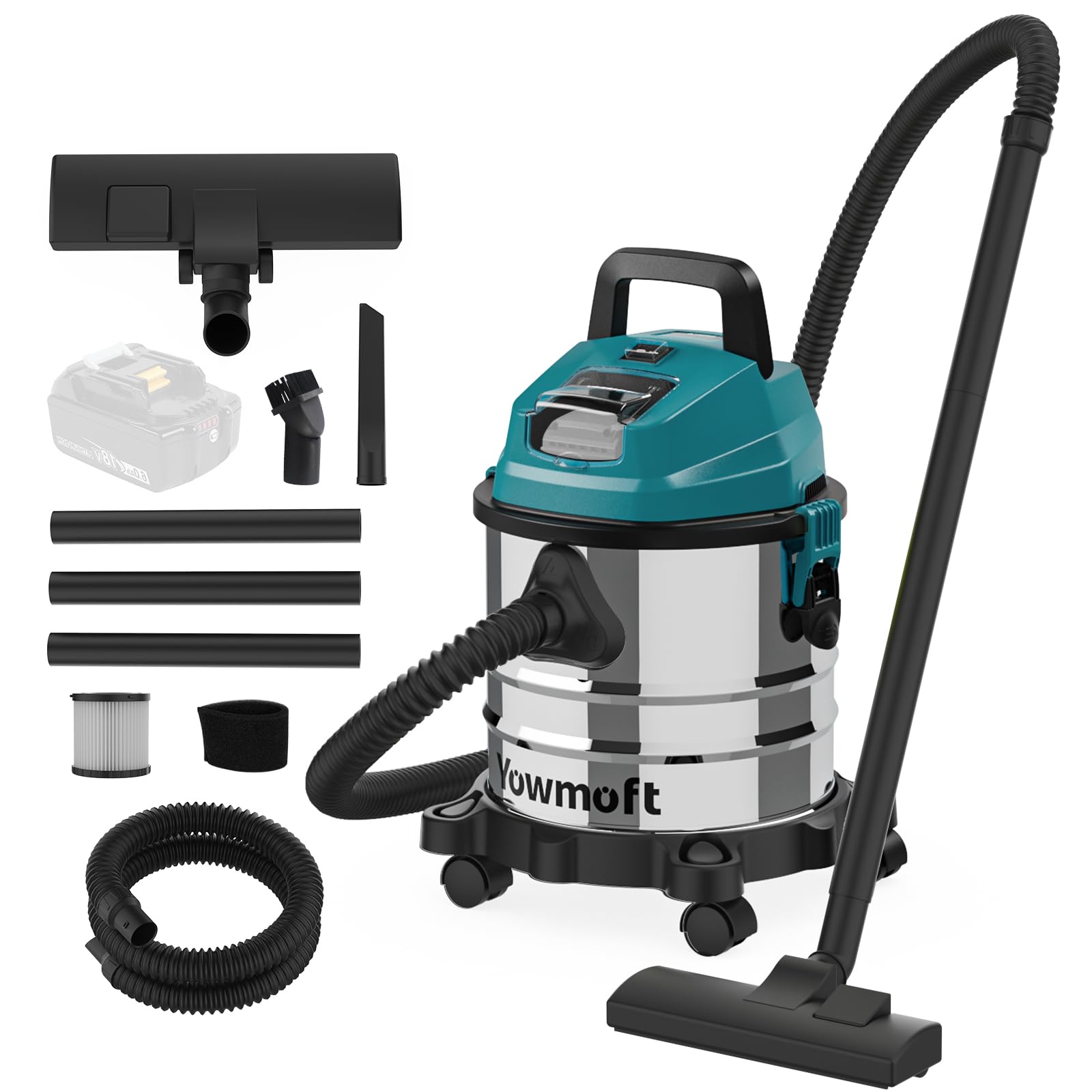 Photo 1 of 4 Gallon Cordless Shop Vac Compatible with Makita 18V Battery, Cordless Shop Vacuum Wet and Dry with 16 Kpa Strong Suction & Blower, Battery Powered Shop Vac for Car, Home and Garage (Tool Only)