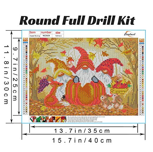 Gnome Diamond Painting Kits,Autumn Diamond Art Kit for Adults Full Round Drill,Paint with Diamond for Gift,Wall Decor