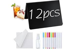GRENNMAULER 12 Pack Mini Chalkboard Signs for Food, 4"x4" Small Chalkboard Sign, Food Labels for Party Buffet Bakery Wedding Table Signs