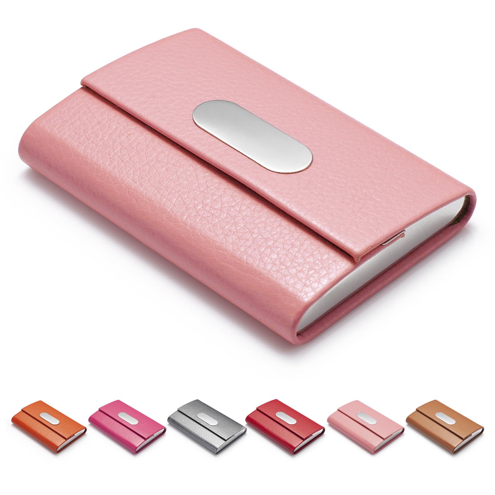 FACATH Business Card Holder, PU Leather Slim Business Card Case - Business Card Carrier ID Case/Wallet Pocket Business Name Card Holder for Women and Men