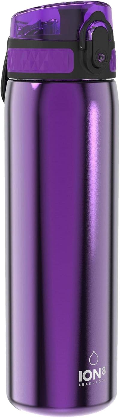 Ion8 600ml Lightweight Stainless Steel Water Bottle Purple Non-Insulated