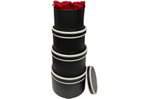 Aubiu Gift Boxes for Presents,4 Pack Gift Boxes with Lids-Luxury Black Gift Boxes Assorted Sizes Round Gift Box for Flowers Arrangement Gift Boxes for Bridesmaid Proposal, Birthday Gift Boxes,Fathers Day Gift Box
