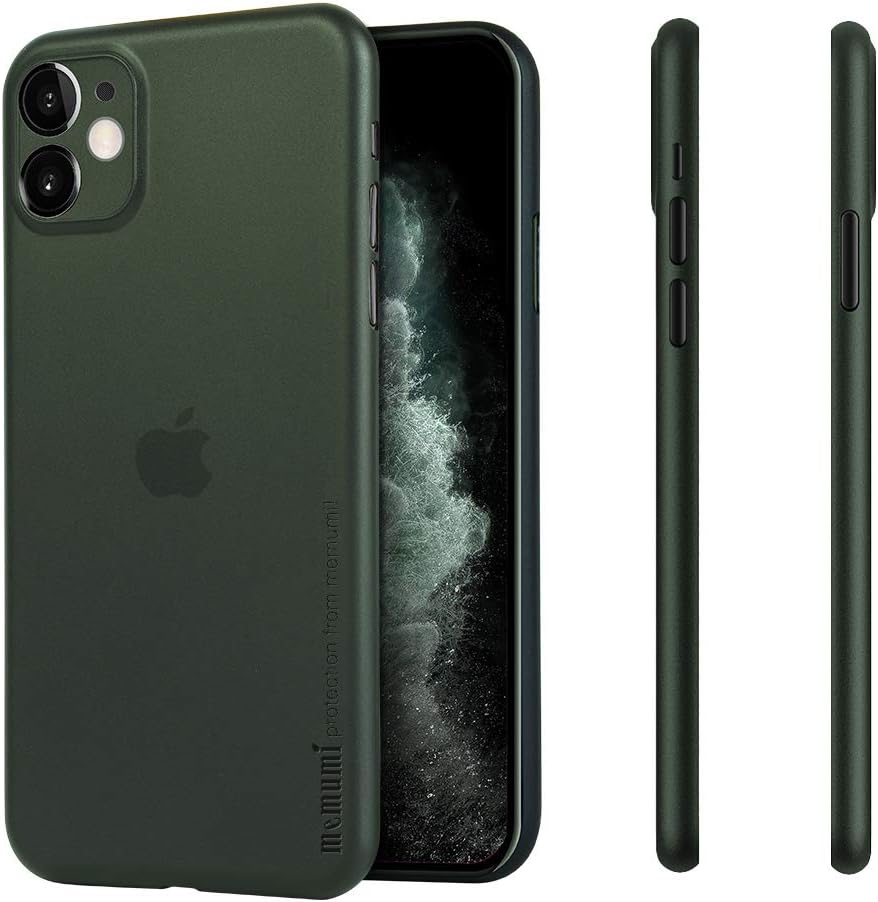 memumi Case for iPhone 11 6.1 inch Matte Finish Coating Hard Back Cover Thin for iPhone 11 Phone Case Minimal Design with Fingerprint and Scratch Resistant Matte Translucent Green