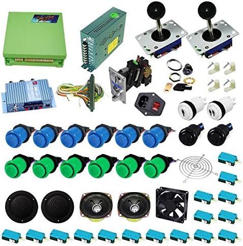 DIY Arcade 680 Games 2 Player FULL JAMMA Ultimate Arcade Machine Kit (Blue Green bundle)