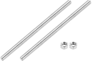 uxcell 3/8"-16 Fully All Threaded Rod, 2 Pcs 304 Stainless Steel Long Threaded Screw 8" Length Right Hand Threads for Furniture Mounting Assembly Fastening