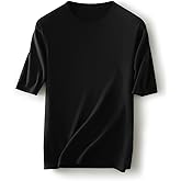 Ciovkis Women's Merino Wool Blend Sweater Fall Winter Crew Neck Short Sleeve First-Line Ready to Wear Seamless Knit Pullover