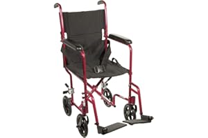 Drive Medical Deluxe Lightweight Aluminum Transport Wheelchair, Black, 17"