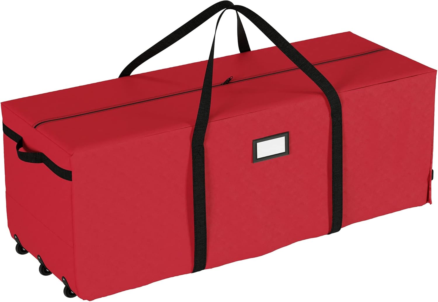 Holiday Décor Storage - Rolling Christmas Tree Storage Bag- For 12 FT Artificial Trees- Red Canvas Duffel with Wheels-Protects Holiday Decorations & Inflatables by Elf Stor