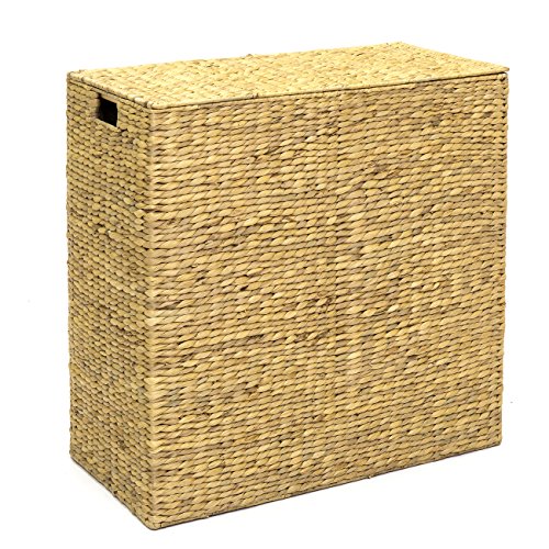 Best Choice Products Water Hyacinth Double Laundry Hamper Basket w/ 2 Liner Basket Bags, Natural - //medicalbooks.filipinodoctors.org