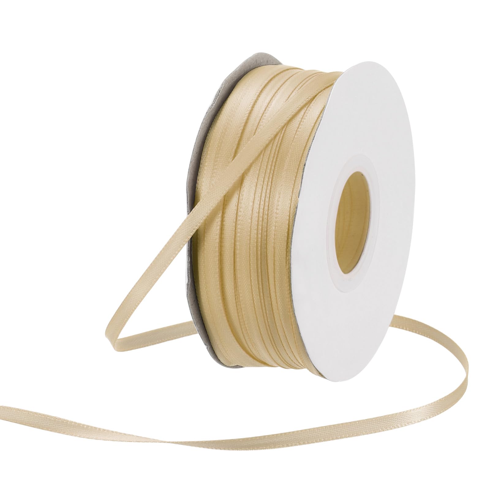 Rebower 3mm Satin Ribbon 91m Thick Double Face Grosgrain Silk Ribbon, [for Gift Wrapping, Hair Bows, Wedding, Cake, Flower] - 100 Yard/300ft/ Champagne