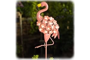 Homeimpro Garden Decor Solar Lights Flamingo Gifts for Women Yard Outdoor Decorations Stake Metal Lights, Waterproof Warm White LED for Lawn,Patio, Courtyard, for Mom Grandma