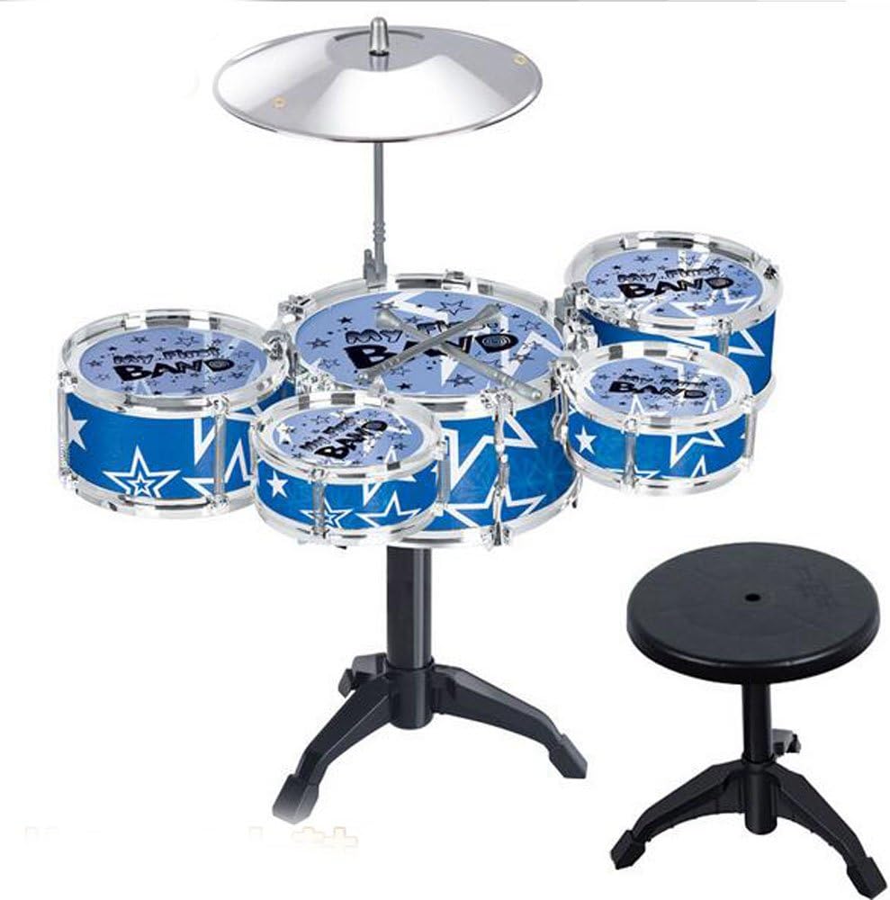 Hapo Kids Boy Girl Drum Set Musical Instrument Toy Playset, Desktop Drum Set, Blue