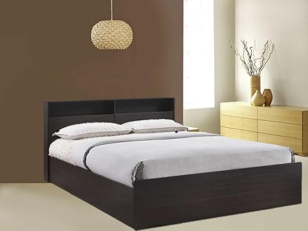 HomeTown Alex King Size Bed with Storage (Textured Finish, Dark Walnut)