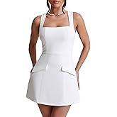 BORIFLORS Women's Sexy Bodycon Corset Mini A Line Dresses Sleeveless Square Neck Party Short Dress