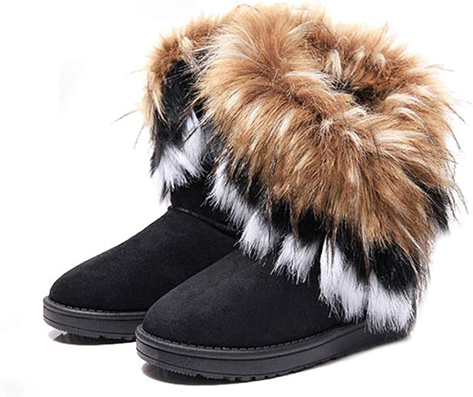 black boots with faux fur