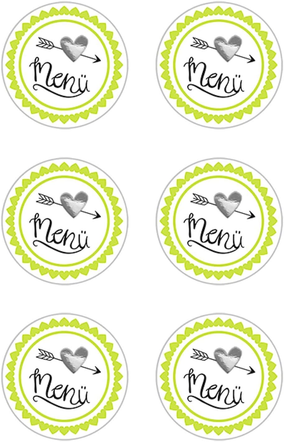 URSUS 59530006F Sticker Wedding 24 Stickers with Lettering Menu, Self-Adhesive and Foil Finish, Diameter Approx. 4.8 cm, Multi-Coloured - Image 3
