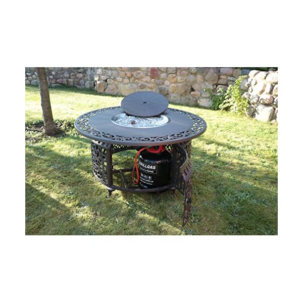 Made for us® Gartentisch, Feuertisch, Gastisch, Aluguss, rund, Ø 120 cm, Terassenfeuer Höhe 60 cm, Gartentisch mit… – Bild 7