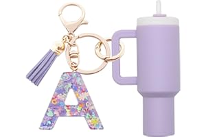 Altally Mini Tumbler Keychain Chapstick Holder,Cute Stanley Cup Charms For Backpack Initial Letter Keychains For Women Girls