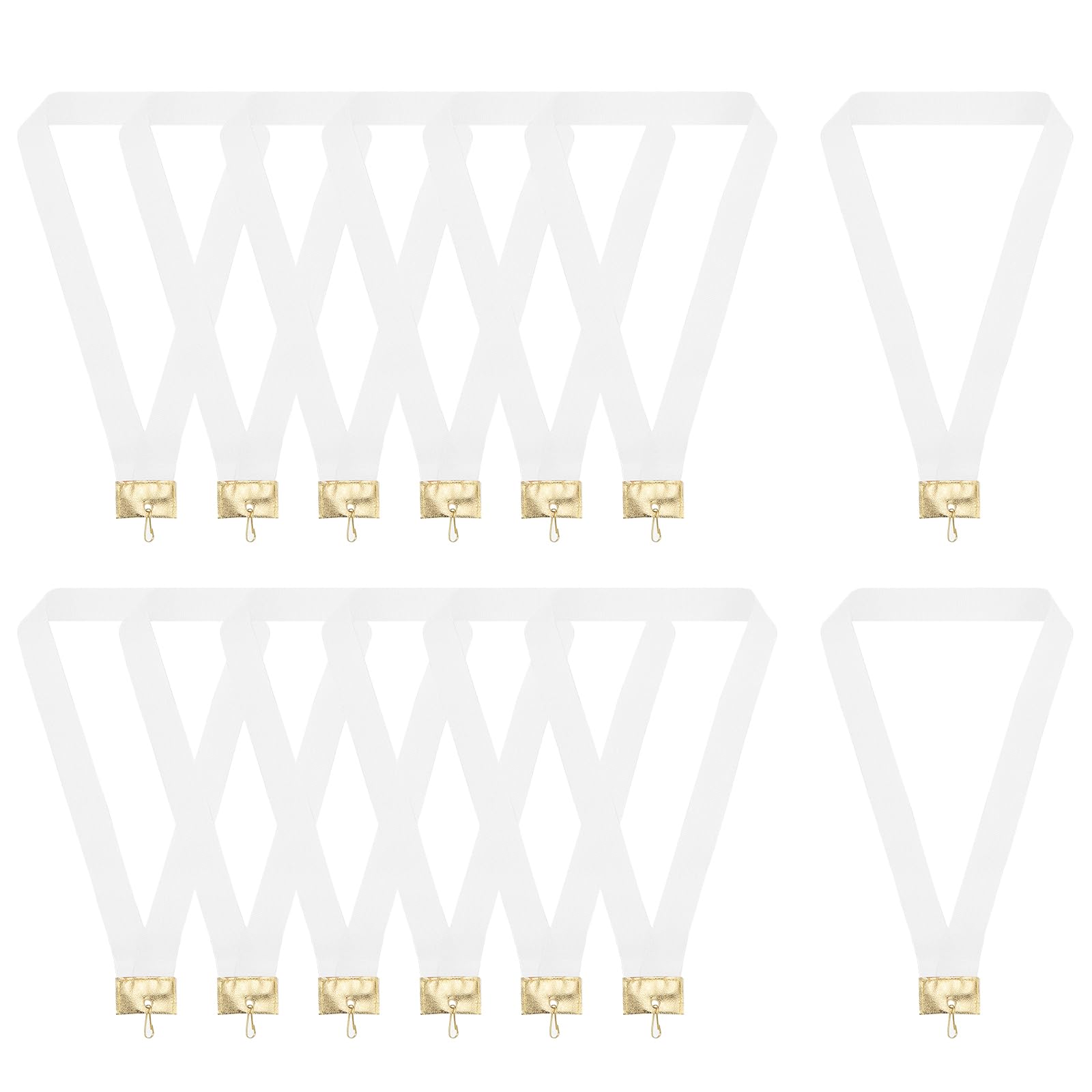PATIKIL Award Neck Ribbons with Snap Clips, 20 Pcs Polyester Striped Medal Lanyards Ribbon with Leather Head Design for Competitions Sports Meetings Sports Party, White
