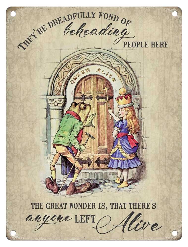 Small (150 x 200mm) Metal Sign - Alice in Wonderland (Queen Alice & Frog)