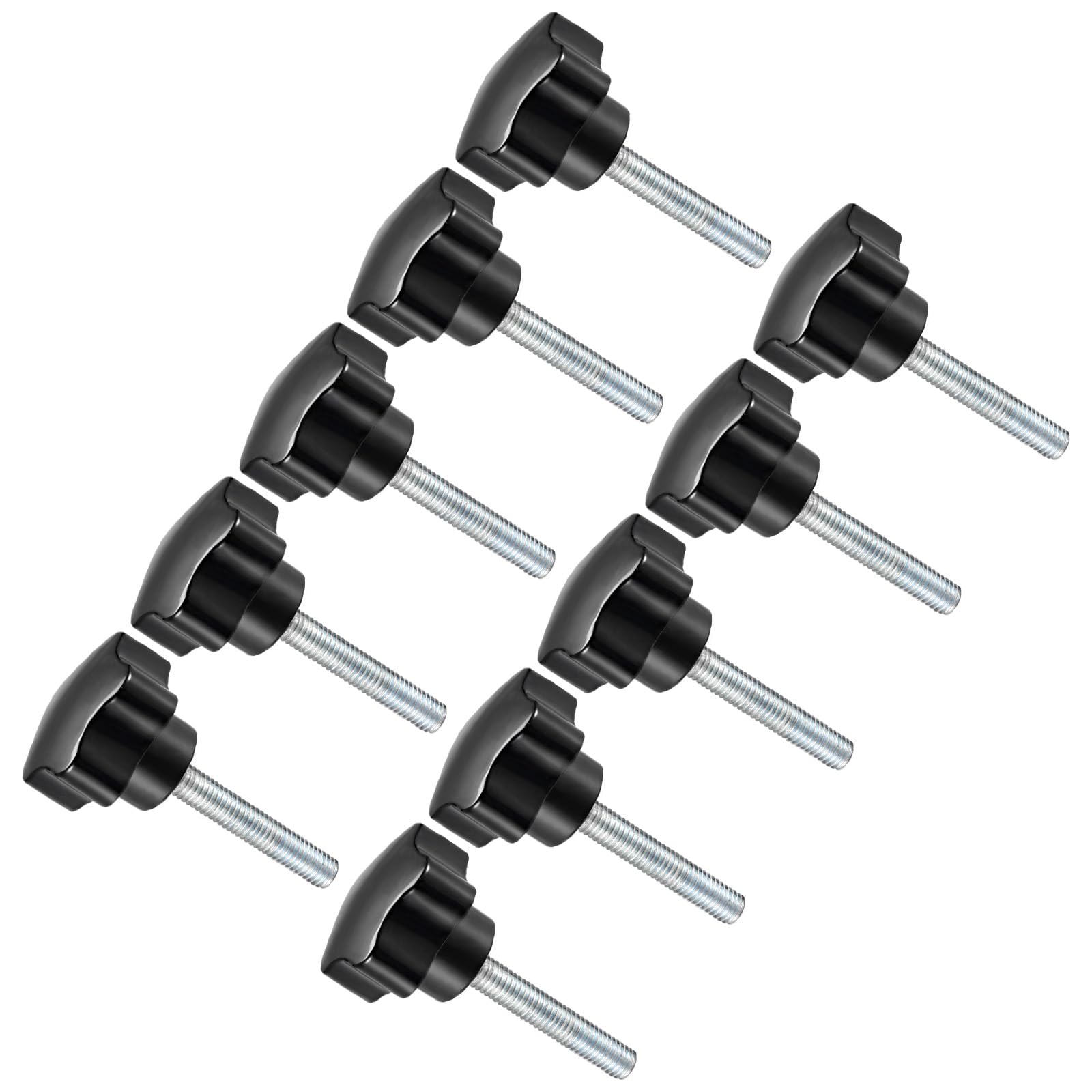 CoCud Star Clamping Knobs, M8 x 20mm Male Thread 30mm Head, Plastic Thumb Screw Grip Hand Knobs Threaded Bolt Black - (Applications: for Lathe Machinery), 10-Pieces
