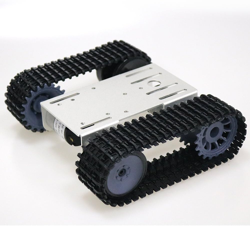 SZDoit Smart Tank Chassis Remote Control Platform with Dual DC Motor for Arduino Graduation (Silver)