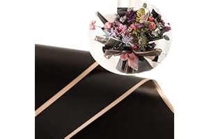 XICHEN 20 Sheets Pure color Waterproof gold edge Flower Wrapping Paper,Florist Bouquet Supplies,DIY Crafts,Gift Packaging or Gift Box Packaging, 22.8x22.8Inch(Dark night black)