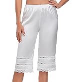 MANCYFIT Pettipants for Under Dresses Womens Bloomers Satin Culottes Slips 27" Snip-it Lace Half Slip Shorts