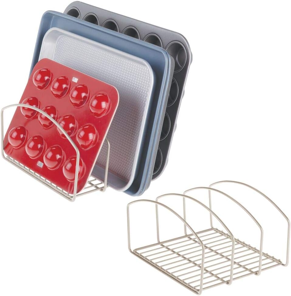 mDesign Set of 2 Pot and Pan Rack Metal Wire Rack for Cookware