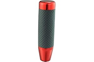 Abfer Weighted Shift Knob Leather Car Gear Stick Shifter Handle Adapter Short Shifting Lever Knobs for Most Vehicle Trucks, Red