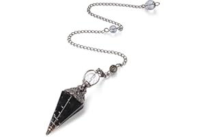 MAIBAOTA Pendulum Crystal, Natural Black Obsidian Crystal Pendulums for Dowsing, Spiritual Pointed Crystals for Witchcraft Supplies, Divination Tools
