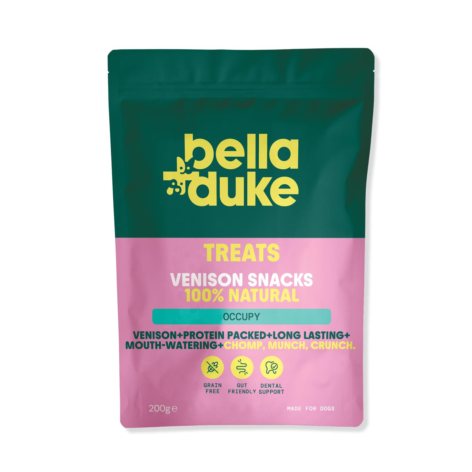 Bella+Duke Venison Snack for Dogs - Natural Alternative to Dental Sticks & Raw Hide - Long Lasting Chew for Cleaner Teeth & Prevents Plaque - Grain-free, High Protein and Hypoallergenic