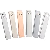 12 Pack Metal Electrodes Set Zinc Electroplating Kit for Science Experiment | 4'' Zinc Anode Pure Nickel Strips Sheet Aluminum Copper Tin Iron Electrode, Electrolysis Science Experiments School Lab Tests