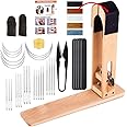 LUNARM Stitching Pony - Leather Sewing Table Desktop Pony Horse Clamp with Big Eyes Sewing Needles Instruction Nail Files Replaceable Patch for DIY Leather Hand Stitching