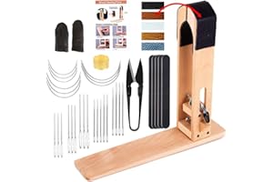 LUNARM Leather Pony - Table Desktop Pony Horse Clamp with Large Eye Sewing Needles and Nail Files for DIY Leather Hand Stitching
