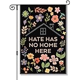 Perfectinsoy Hate Has No Home Here Garden Flag, Defend Equality Yard Flower Banner, Inclusion Equality Human Rights Flag, Community Progress Welcome Yard Home Farmhouse Porch Patio Lawn Outdoors Decor