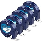 5 X Plastic White Tape Replacement for Dymo Letratag Refills, Compatible with Dymo Label Maker Refills 1/2 x 13 for Letra Tag