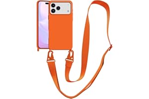 VooDirop Compatible with iPhone 17 Pro Max Case with Lanyard Crossbody iPhone Case with Strap Adjustable Shockproof Drop Protection Silicone Phone Cover for iPhone 17 Pro Max 6.9 inch Neon Orange