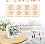 NOKLEAD Hygrometer Indoor Thermometer Digital Room Humidity Gauge Max Min Clock view 3