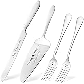 ROXBURGH Wedding Cake Knife and Server Set, Engraved Mr and Mrs Silver Forks Cake Cutting Set Pie Dessert Servers for Wedding Anniversary Bridal Shower Engagement