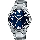Casio MTP-V005D-2B4 Men's Standard Stainless Steel Blue Easy Reader Dial Analog Watch