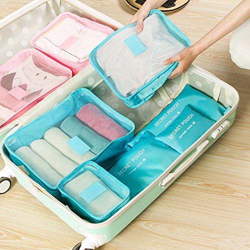 RedDhong Pure-color Waterproof Travel Clothes Organizer Underwear Bag 6 Sets