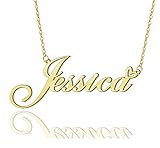 AOLO Jessica Heart Name Necklace 18k Gold Plated