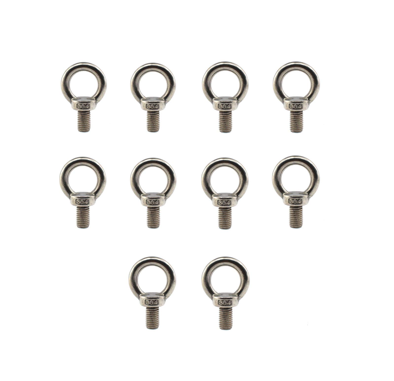 304 stainless steel M6 lifting rigging eyebolt ring Shaped with standard length of thread pack of 10 pcs