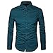 MUSE FATH Men’s Printed Dress Shirt-Cotton Casual Long Sleeve Shirt-Button Down Point Collar Shirt-Green-M