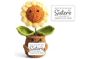 VERYHOMY Christmas Sister Gifts from Sister - Positive Sunflower Crochet - Side by Side Or Miles Apart Sisters Emotional Support Crochet - Birthday, Graduation, Long Distance Gifts for Women, Soul Sisters